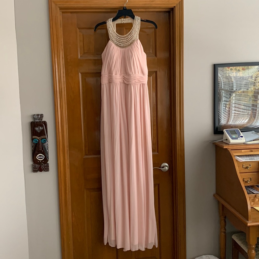 Blush / Pink Prom & Bridesmaid dress w/pearl straps
